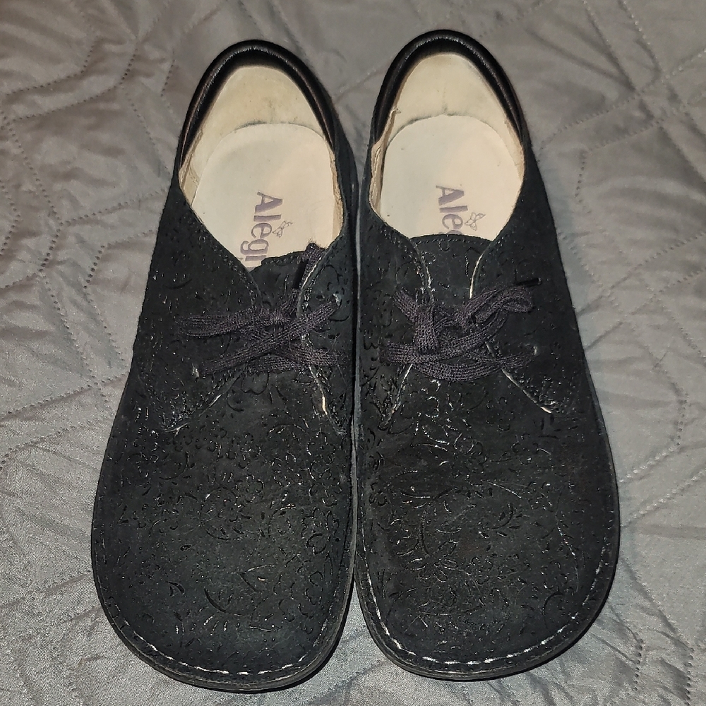 Alegria Black Lace-Up Shoes